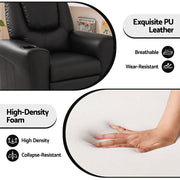 Keezi Kids Recliner Chair Black PU Leather Sofa Lounge Couch Children Armchair