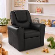 Keezi Kids Recliner Chair Black PU Leather Sofa Lounge Couch Children Armchair
