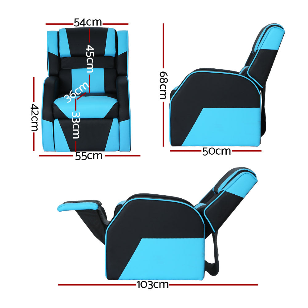 Keezi Kids Recliner Chair PU Leather Gaming Sofa Lounge Couch Children Armchair KID-RECLINER-BLBU
