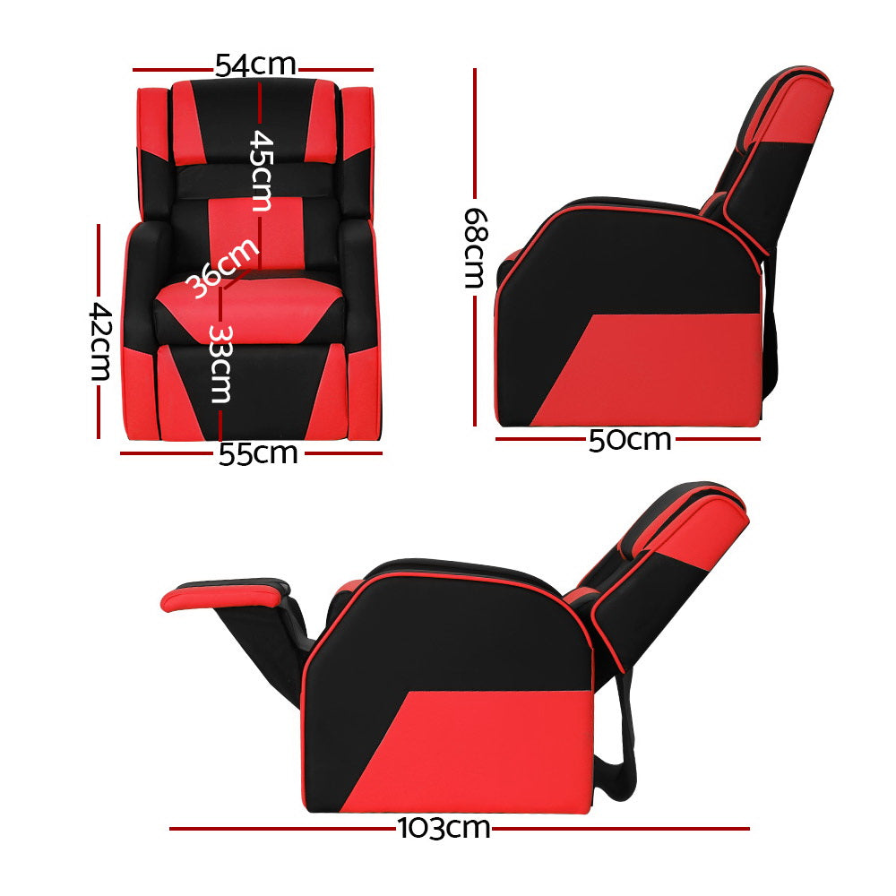 Keezi Kids Recliner Chair PU Leather Gaming Sofa Lounge Couch Children Armchair KID-RECLINER-BLRD