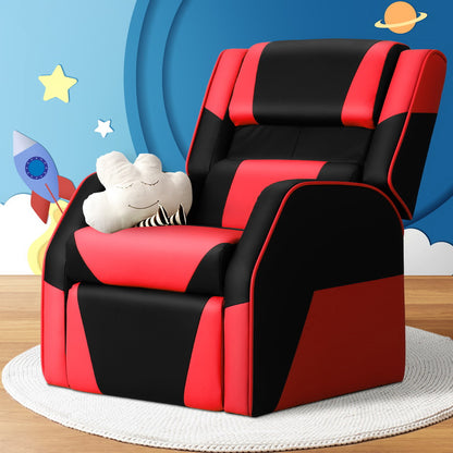 Keezi Kids Recliner Chair PU Leather Gaming Sofa Lounge Couch Children Armchair KID-RECLINER-BLRD