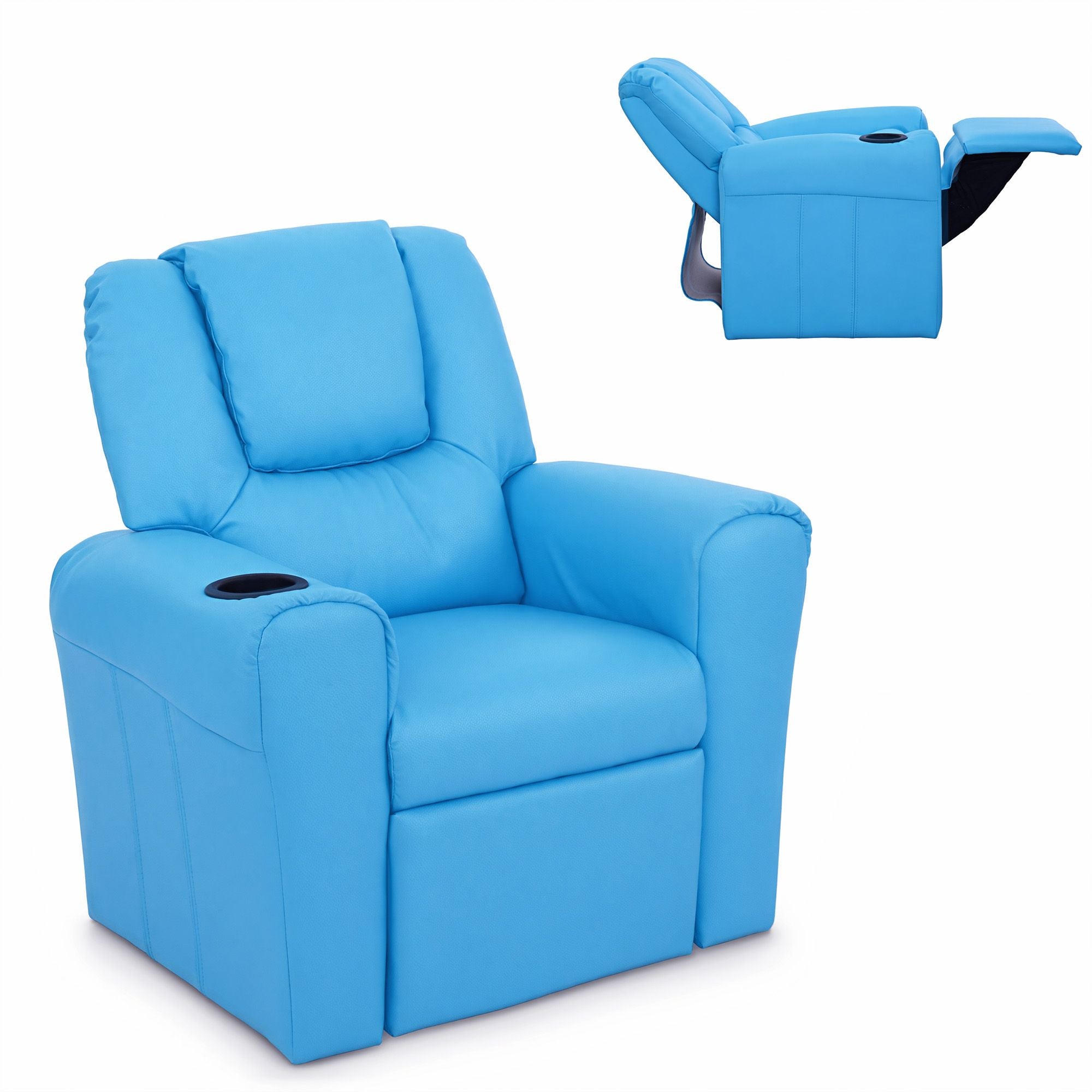 Keezi Kids Recliner Chair Blue PU Leather Sofa Lounge Couch Children Armchair