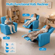Keezi Kids Recliner Chair Blue PU Leather Sofa Lounge Couch Children Armchair