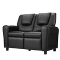 Keezi Kids Recliner Chair Double PU Leather Sofa Lounge Couch Armchair Black KID-RECLINER-DOUBLE-BK