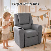 Keezi Kids Recliner Chair Grey Linen Soft Sofa Lounge Couch Children Armchair KID-RECLINER-GY
