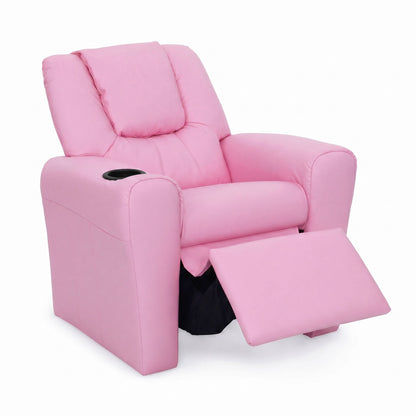 Keezi Kids Recliner Chair Pink PU Leather Sofa Lounge Couch Children Armchair KID-RECLINER-PK