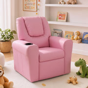 Keezi Kids Recliner Chair Pink PU Leather Sofa Lounge Couch Children Armchair