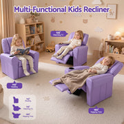 Keezi Kids Recliner Chair Purple PU Leather Sofa Lounge Couch Children Armchair