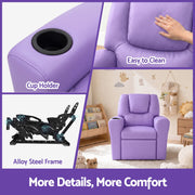 Keezi Kids Recliner Chair Purple PU Leather Sofa Lounge Couch Children Armchair