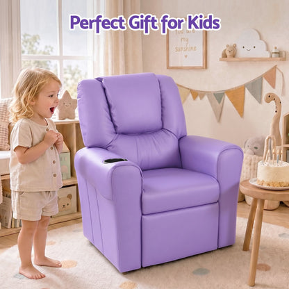 Keezi Kids Recliner Chair Purple PU Leather Sofa Lounge Couch Children Armchair KID-RECLINER-PUR