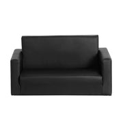 Keezi Kids Sofa 2 Seater Children Flip Open Couch PU Leather Armchair Black KID-SOFA-BK