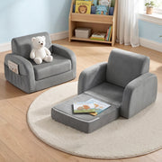 Keezi Kids Sofa 1 Seater Children Flip Open Couch Lounger Armchair Soft Grey