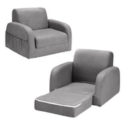 Keezi Kids Sofa 1 Seater Children Flip Open Couch Lounger Armchair Soft Grey