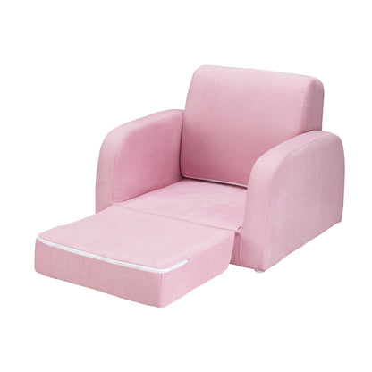 Keezi Kids Sofa 1 Seater Children Flip Open Couch Lounger Armchair Soft Pink KID-SOFA-SINGLE-PK