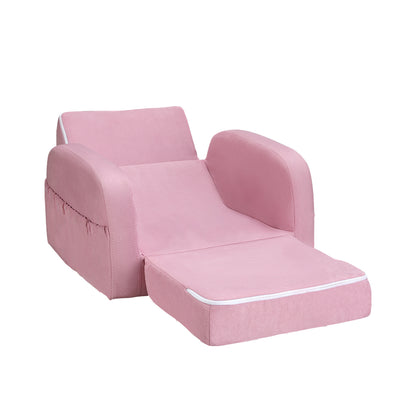 Keezi Kids Sofa 1 Seater Children Flip Open Couch Lounger Armchair Soft Pink KID-SOFA-SINGLE-PK