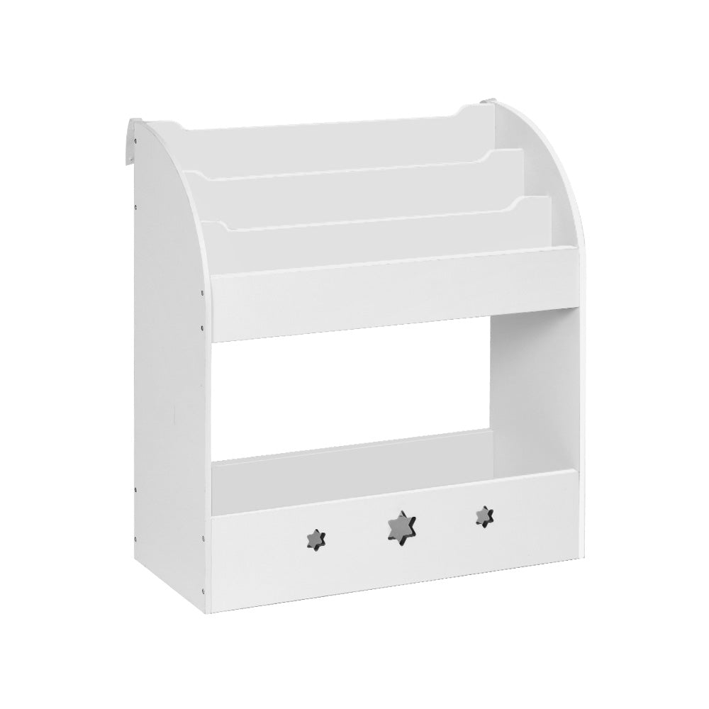 Keezi 3 Tiers Kids Bookshelf Magazine Shelf Organiser Bookcase Display White KID-TBK-WH