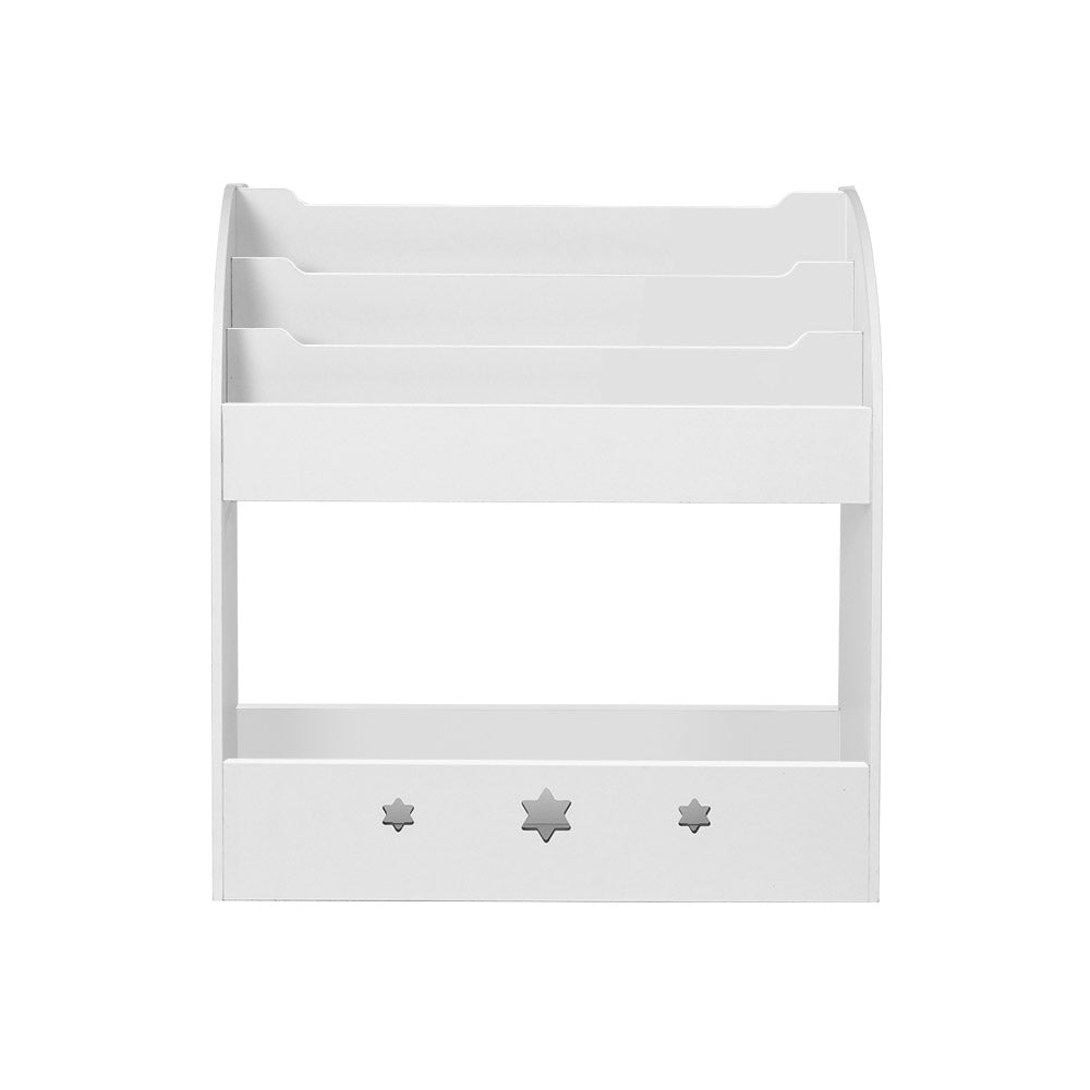 Keezi 3 Tiers Kids Bookshelf Magazine Shelf Organiser Bookcase Display White KID-TBK-WH