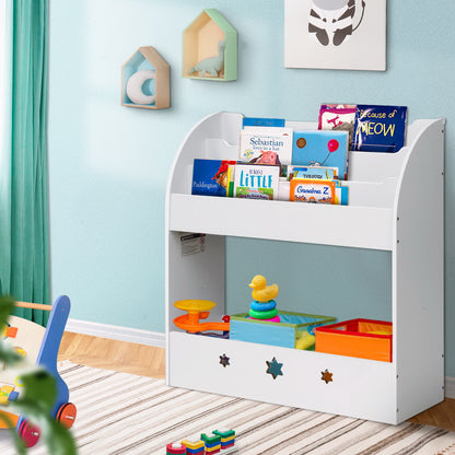 Keezi 3 Tiers Kids Bookshelf Magazine Shelf Organiser Bookcase Display White KID-TBK-WH