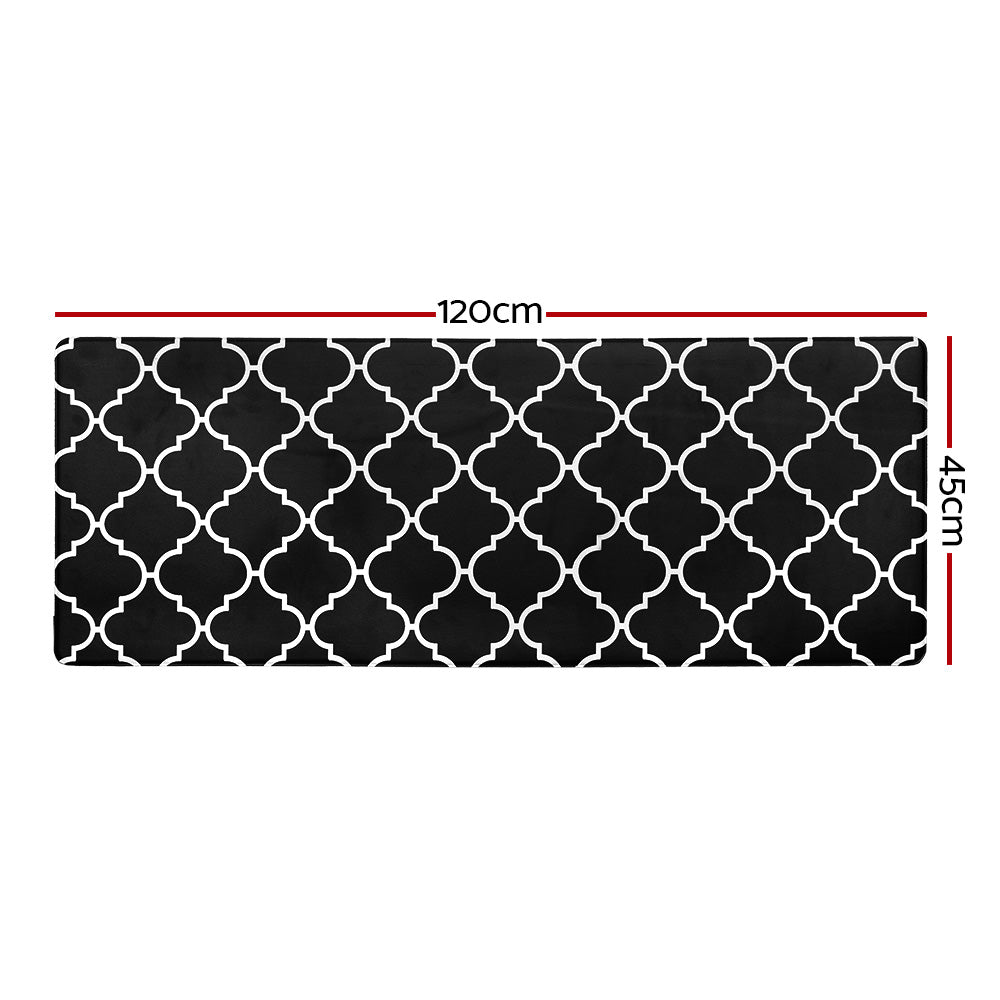 Artiss Kitchen Mat 45x120cm PVC Floor Rug Carpet Non-slip Gina KMAT-PVC-03-45X120-BK
