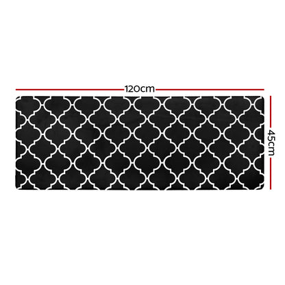 Artiss Kitchen Mat 45x120cm PVC Floor Rug Carpet Non-slip Gina KMAT-PVC-03-45X120-BK