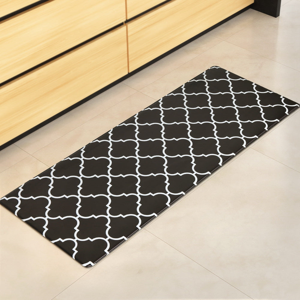 Artiss Kitchen Mat 45x120cm PVC Floor Rug Carpet Non-slip Gina KMAT-PVC-03-45X120-BK