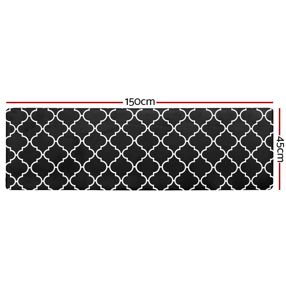 Artiss Kitchen Mat 45x150cm PVC Floor Rug Carpet Non-slip Gina KMAT-PVC-03-45X150-BK