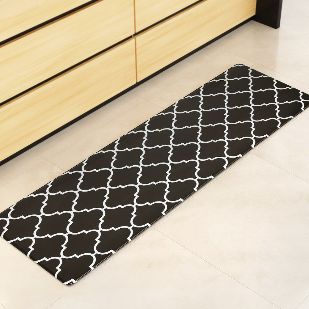 Artiss Kitchen Mat 45x150cm PVC Floor Rug Carpet Non-slip Gina KMAT-PVC-03-45X150-BK