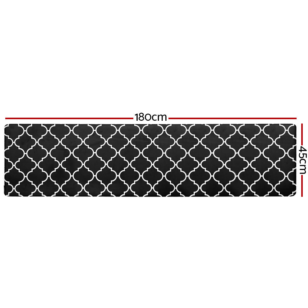 Artiss Kitchen Mat 45x180cm PVC Floor Rug Carpet Non-slip Gina KMAT-PVC-03-45X180-BK
