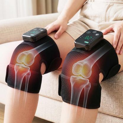 Livemor Knee Massager with Heat (2 Pack), Cordless Heated Knee Massage for Pain Relief with 3 Heating Levels, KNEE-MASSAGE-02-BKX2