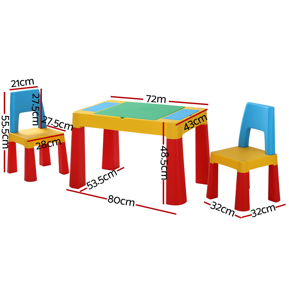 Keezi 3PCS Kids Table and Chairs Set Activity Toys Storage Box Desk Blocks KPF-7834-CFL
