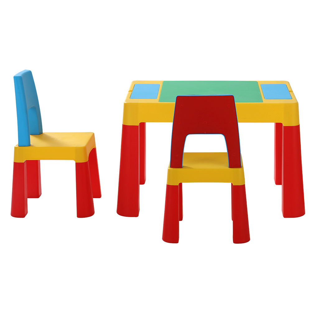 Keezi 3PCS Kids Table and Chairs Set Activity Toys Storage Box Desk Blocks KPF-7834-CFL