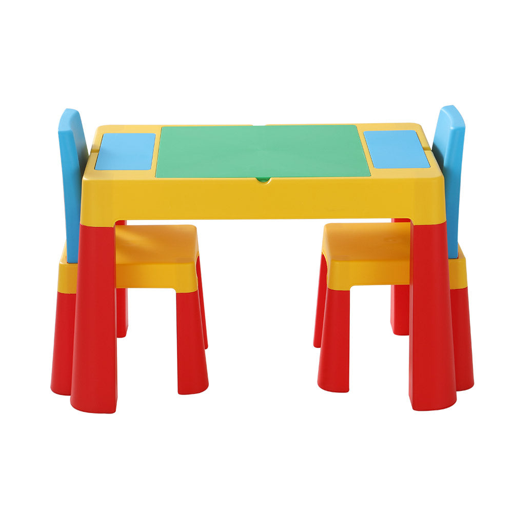 Keezi 3PCS Kids Table and Chairs Set Activity Toys Storage Box Desk Blocks KPF-7834-CFL