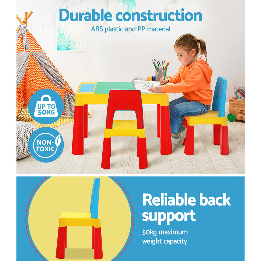 Keezi 3PCS Kids Table and Chairs Set Activity Toys Storage Box Desk Blocks KPF-7834-CFL