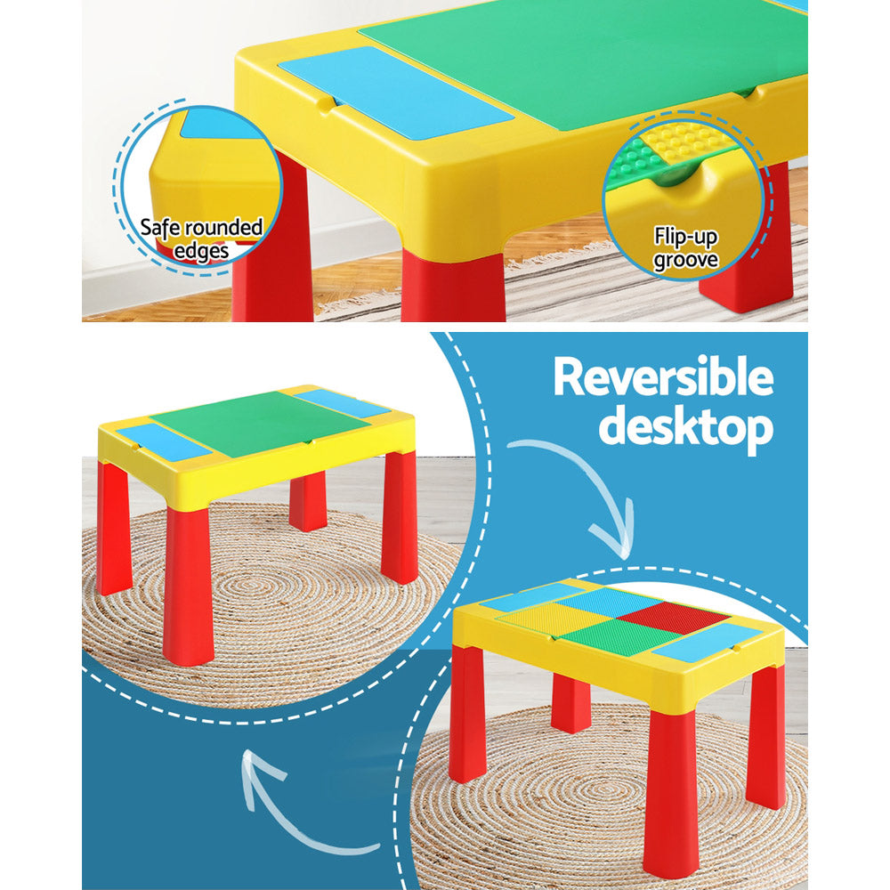 Keezi 3PCS Kids Table and Chairs Set Activity Toys Storage Box Desk Blocks KPF-7834-CFL