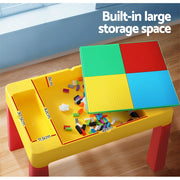 Keezi 3PCS Kids Table and Chairs Set Activity Toys Storage Box Desk Blocks KPF-7834-CFL
