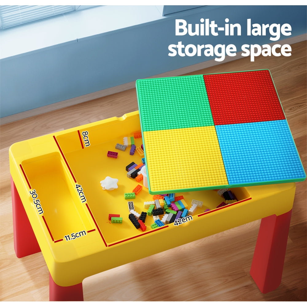 Keezi 3PCS Kids Table and Chairs Set Activity Toys Storage Box Desk Blocks KPF-7834-CFL