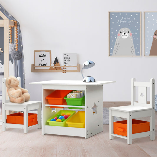 Keezi 3PCS Kids Table and Chairs Set Children Furniture Play Toys Storage Box KPF-B-OTTC-CFL