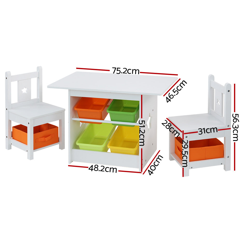 Keezi 3PCS Kids Table and Chairs Set Children Furniture Play Toys Storage Box KPF-B-OTTC-CFL