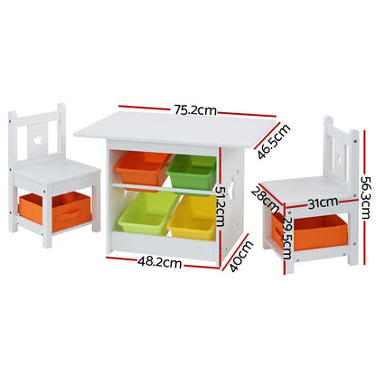 Keezi 3PCS Kids Table and Chairs Set Children Furniture Play Toys Storage Box KPF-B-OTTC-CFL