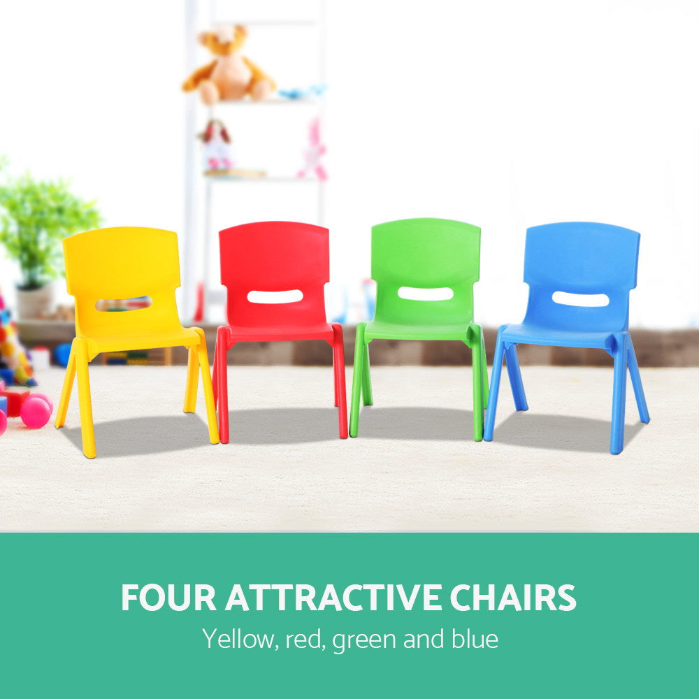 Keezi Kids Chairs Set Plastic Set of 4 Activity Study Chair 50KG KPF-CHAIR-4PC-BRGY
