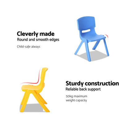 Keezi 5PCS Kids Table and Chairs Set Children Study Desk Furniture Plastic 4 Chairs KPF-TBCH-BU-5PC