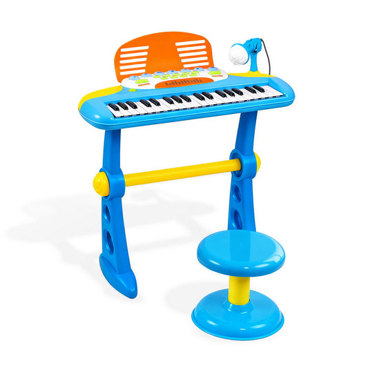 Keezi Kids Piano Keyboard 37 Keys Electronic Musical Instrument Set w/ Stool Microphone KPK-37-BL
