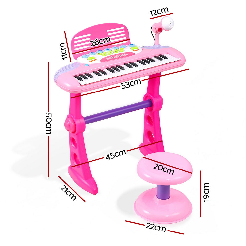 Keezi Kids Piano Keyboard 37 Keys Electronic Musical Instrument Set w/ Stool Microphone KPK-37-PK