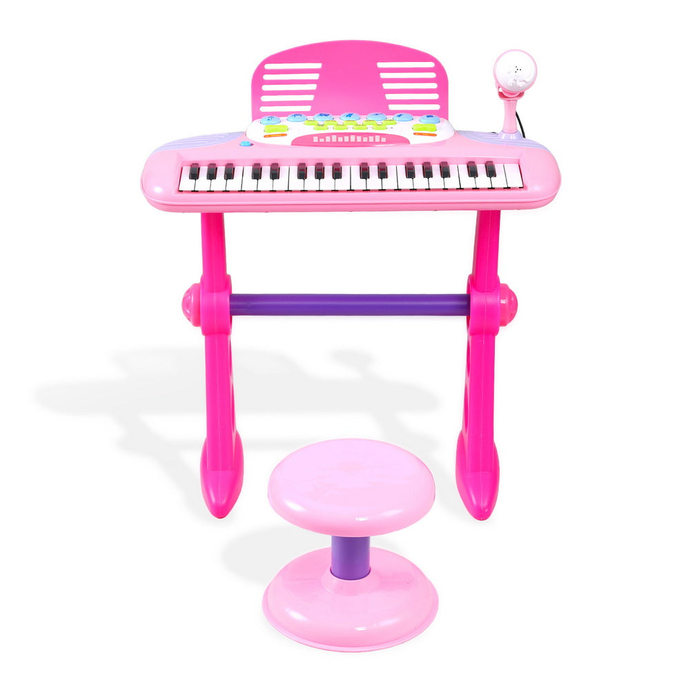 Keezi Kids Piano Keyboard 37 Keys Electronic Musical Instrument Set w/ Stool Microphone KPK-37-PK