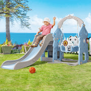 Keezi Kids Slide Swing Set Basketball Hoop Rings Outdoor Playground 170cm Blue KPS-7103-BU