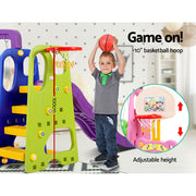 Keezi Kids Slide Swing Set Basketball Hoop Study Table Outdoor Toys 140cm Purple KPS-7174-CFL