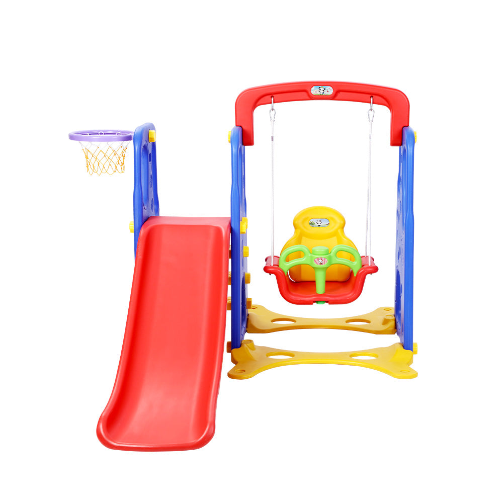 Keezi Kids Slide Swing Set Basketball Hoop Outdoor Playground Toys 120cm Blue KPS-7557A-CFL