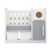 Keezi Kids Bookshelf and Toy Storage Organizer with 3-Tier Bookshelvs, 2 Removable Bins and 2 Storage KPS-BOOK3T-MUL-BG