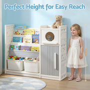 Keezi Kids Bookshelf and Toy Storage Organizer with 3-Tier Bookshelvs, 2 Removable Bins and 2 Storage KPS-BOOK3T-MUL-BG