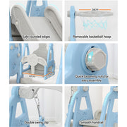 Keezi Kids Slide Swing Set Basketball Hoop Outdoor Playground Toys 170cm Blue KPS-SLIDE-2160-BU